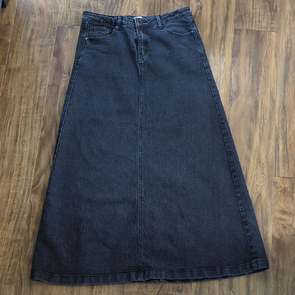 Wash Clothing Company Black Denim Maxi Skirt